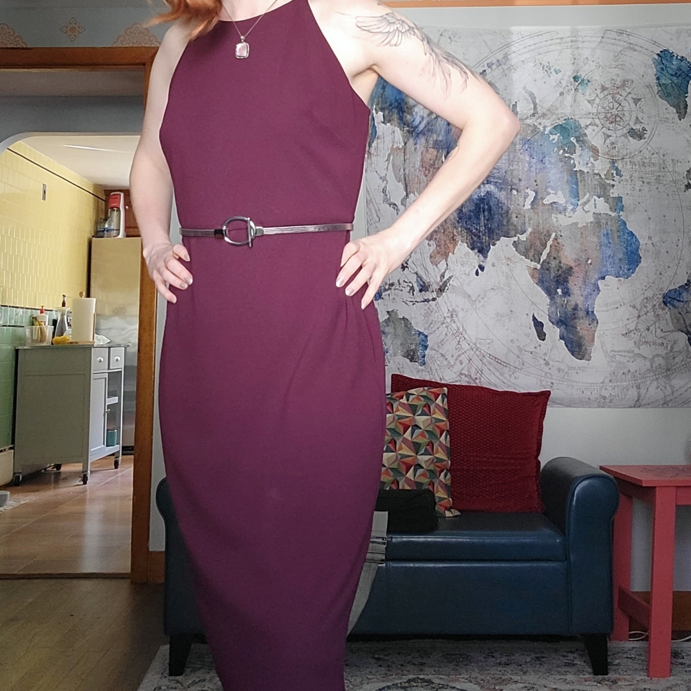 Size 2 Maroon High Neck Dress